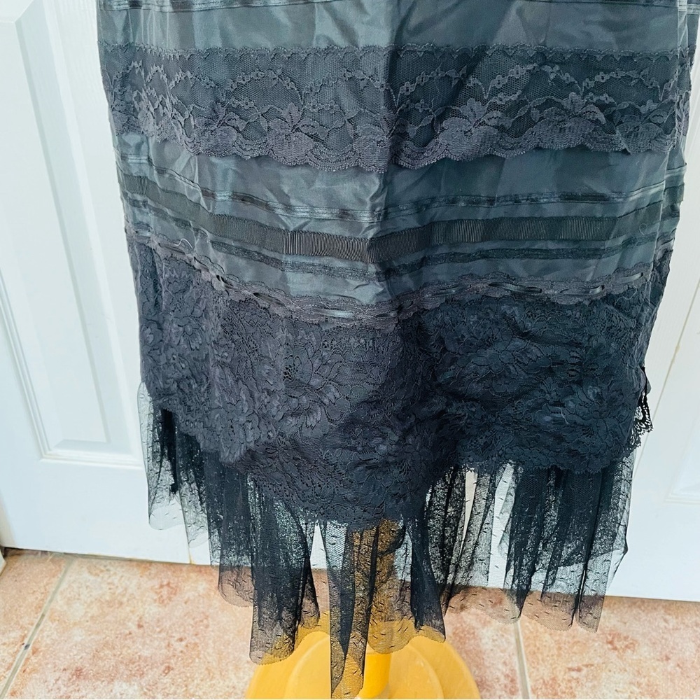Vintage Express 100% Silk, Lace and tulle Midi Black Skirt - Picture 5 of 13